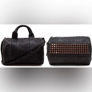 Women’s Alexander Wang Rocco Black Leather Bottom Studded Satchel Bag